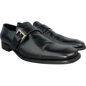 Prada Monk Strap Buckle Square Toe Black Leather Dress Shoe 8.5 Prada / 9.5 US